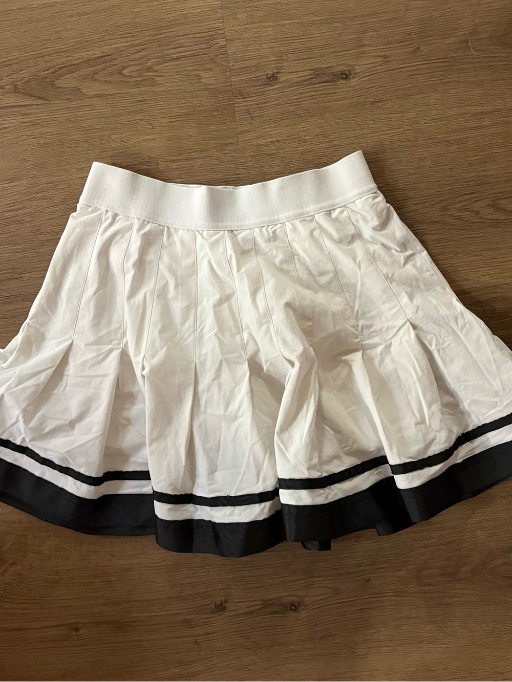 Mono B White Skater Skirt with Black Stripe Trim
